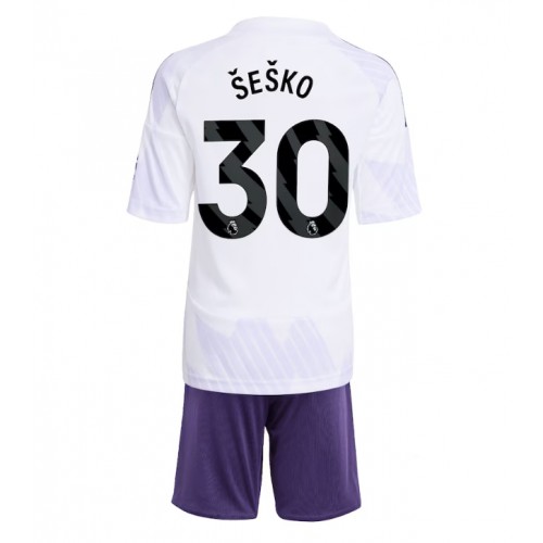 Manchester United Benjamin Sesko #30 Udebanesæt Børn 2025-26 Kortærmet (+ Korte bukser)